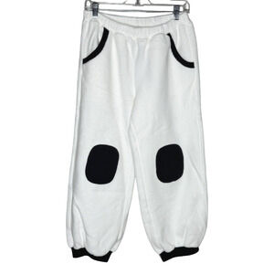 Nap Sleep Pants Womens Large White Gray Knee‎ Pads Oversize Sherpa Baggy Lounge